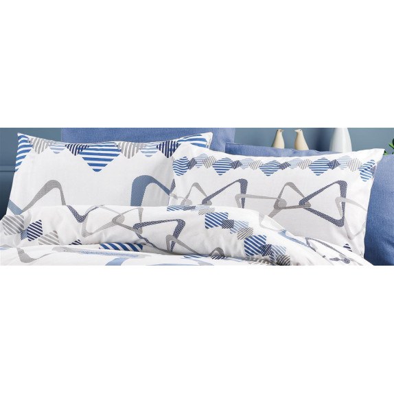 Μαξιλαροθήκη Dimcol Εμπριμέ Δαρεία 489 50x70 White-Blue