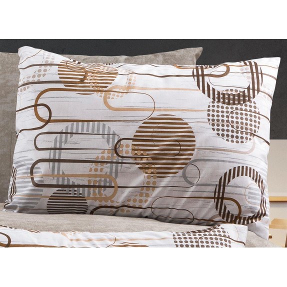 Μαξιλαροθήκη Dimcol Εμπριμέ Διώνη 600 50x70 White-Mocha