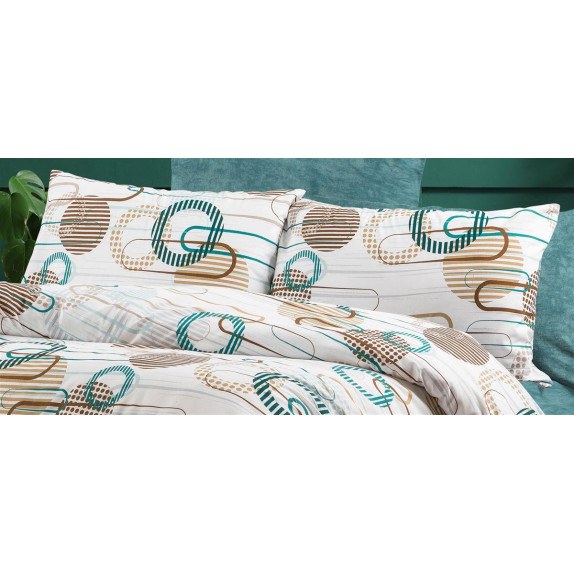 Μαξιλαροθήκη Dimcol Εμπριμέ Διώνη 601 50x70 White-Petrol