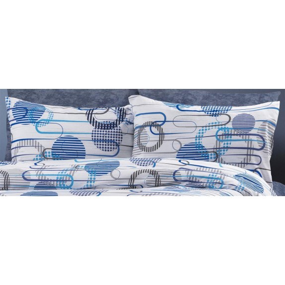 Μαξιλαροθήκη Dimcol Εμπριμέ Διώνη 602 50x70 White-Blue