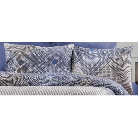 Μαξιλαροθήκη Dimcol Εμπριμέ Καλλιρόη 604 50x70 Grey-Blue