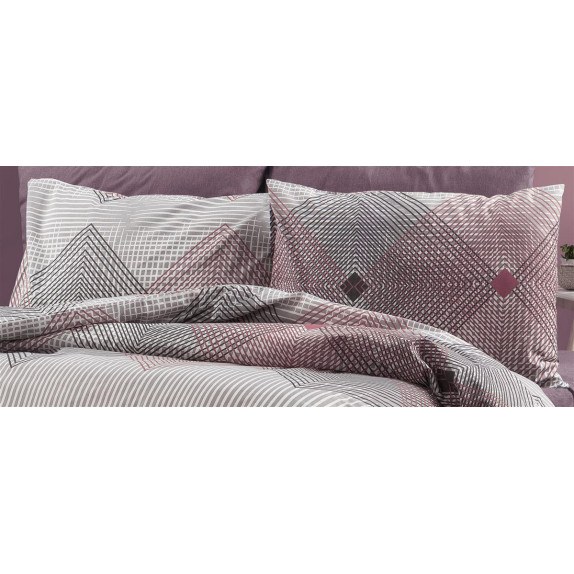 Μαξιλαροθήκη Dimcol Εμπριμέ Καλλιρόη 606 50x70 Grey-Burgundy