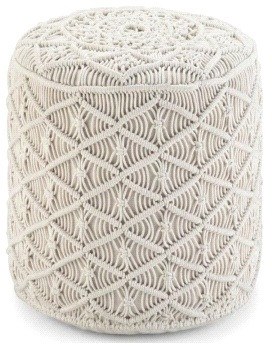 Πουφ Macrame ΚΟΜΒΟΣ Cotton 100% με εσωτερικη γέμιση Thermocol Sheet 40x40x40 Natural