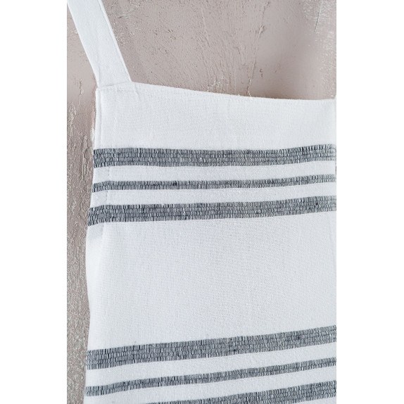 Ποδιά Κουζίνας Rythmos Athenian Γκρι Σκουρη Ριγα Λευκη Βαση