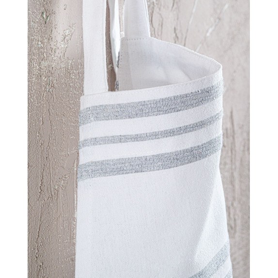 Ποδιά Κουζίνας Rythmos Athenian Γκρι Ανοιχτη Ριγα Λευκη Βαση