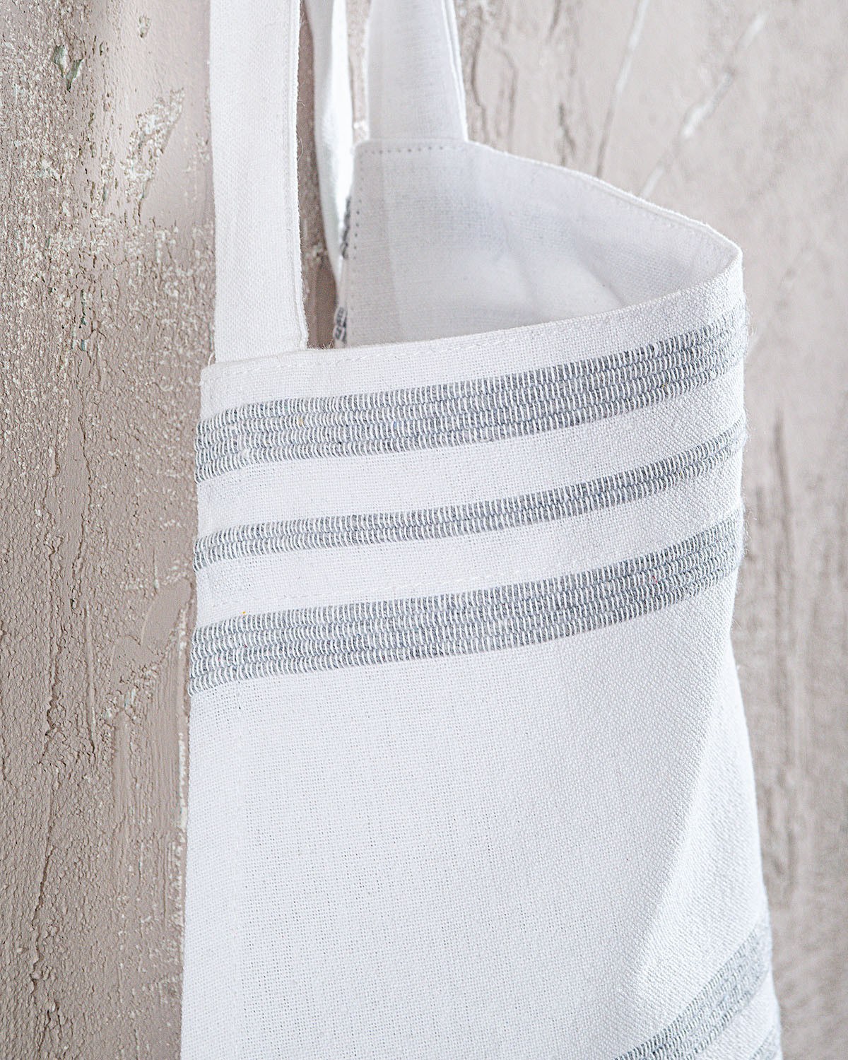 Ποδιά Κουζίνας Rythmos Athenian Γκρι Ανοιχτη Ριγα Λευκη Βαση