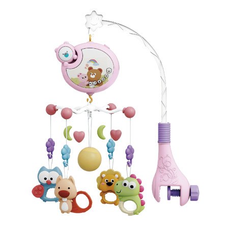 Μουσικό κρεβατιού με φώς Bebe Stars Cartoon Bear Pink 860-140