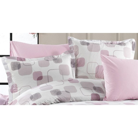 Μαξιλαροθήκη Dimcol Εμπριμέ Μελίνα 709 50x70 White-Lilac