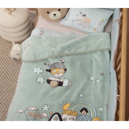 Βρεφική Κουβέρτα Βελουτέ Κούνιας Nef-Nef In The City Misty Blue 100x140