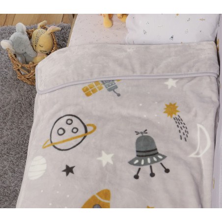 Βρεφική Κουβέρτα Βελουτέ Αγκαλιάς Nef-Nef My Universe Cloud Grey 75x100