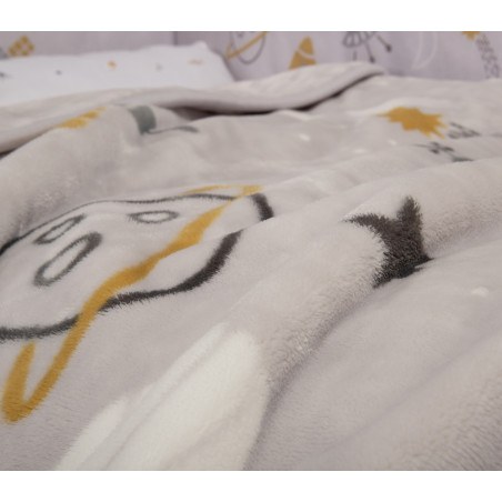 Βρεφική Κουβέρτα Βελουτέ Αγκαλιάς Nef-Nef My Universe Cloud Grey 75x100