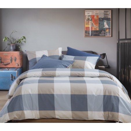 Σετ Παπλωματοθήκη Υπέρδιπλη 3 Τεμαχίων Nef-Nef Casual Check Denim 240x230