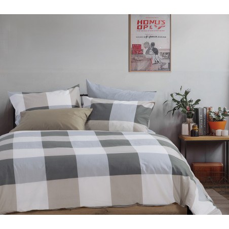 Σετ Παπλωματοθήκη Υπέρδιπλη 3 Τεμαχίων Nef-Nef Casual Check Bordo 240x230