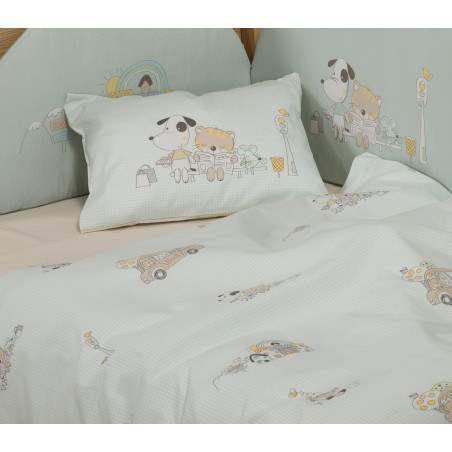 Σετ Σεντόνια Κούνιας 3 Τεμαχίων Nef-Nef Life In The City Aqua 120x170