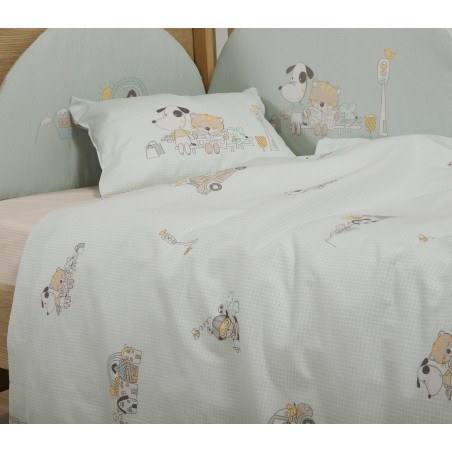 Σετ Σεντόνια Κούνιας 3 Τεμαχίων Nef-Nef Life In The City Aqua 120x170