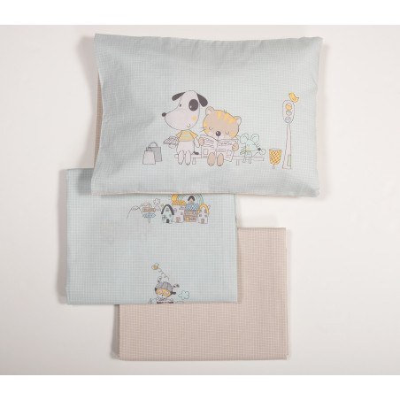 Σετ Σεντόνια Κούνιας 3 Τεμαχίων Nef-Nef Life In The City Aqua 120x170