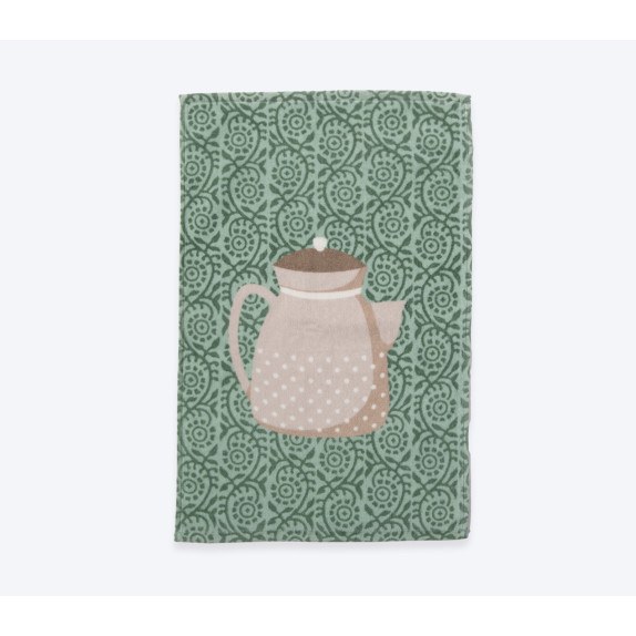 Ποτηρόπανο Βελουτέ Nef-Nef My Teapot Green 40x60