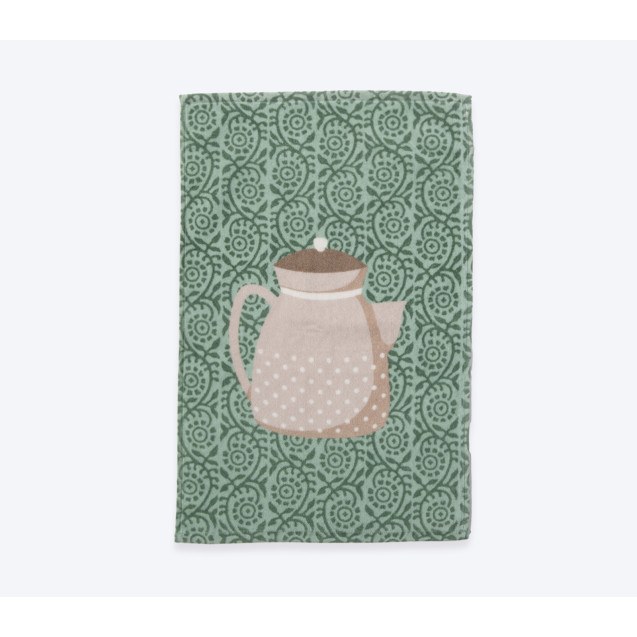 Ποτηρόπανο Βελουτέ Nef-Nef My Teapot Green 40x60