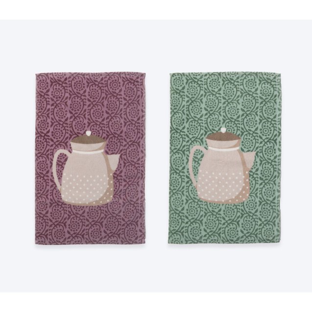 Ποτηρόπανο Βελουτέ Nef-Nef My Teapot Green 40x60