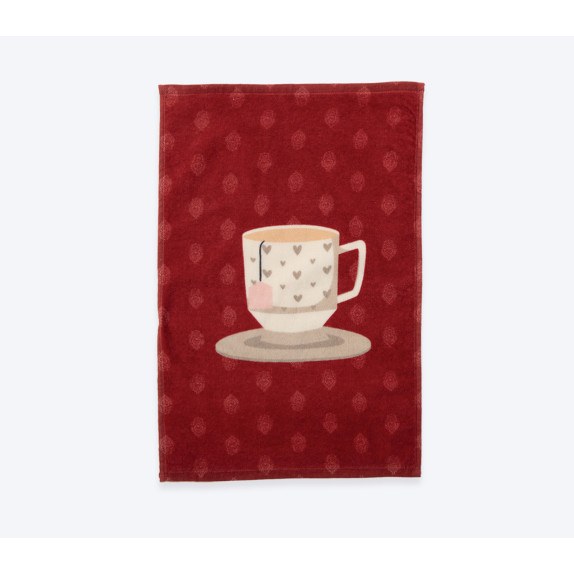 Ποτηρόπανο Βελουτέ Nef-Nef Cup Of Tea Bordo 40x60