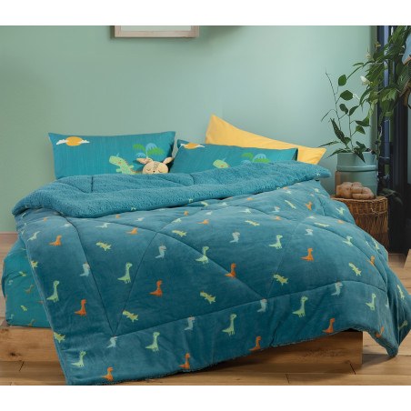 Παιδικό Κουβερτοπάπλωμα Μονό Nef-Nef Dinos On Wheels Petrol 160x220