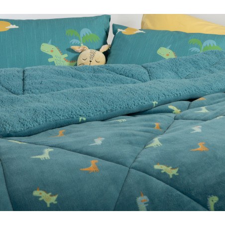 Παιδικό Κουβερτοπάπλωμα Μονό Nef-Nef Dinos On Wheels Petrol 160x220