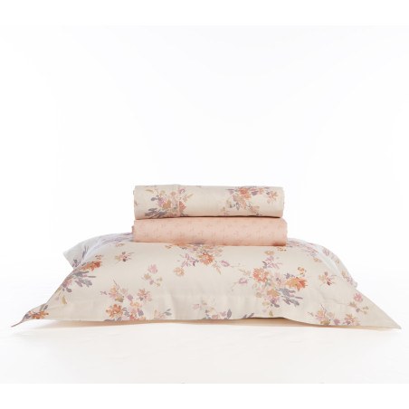 Σετ Σεντόνια Υπέρδιπλα 4 Τεμαχίων Nef-Nef Lefebr Ecru/Rose 240x270