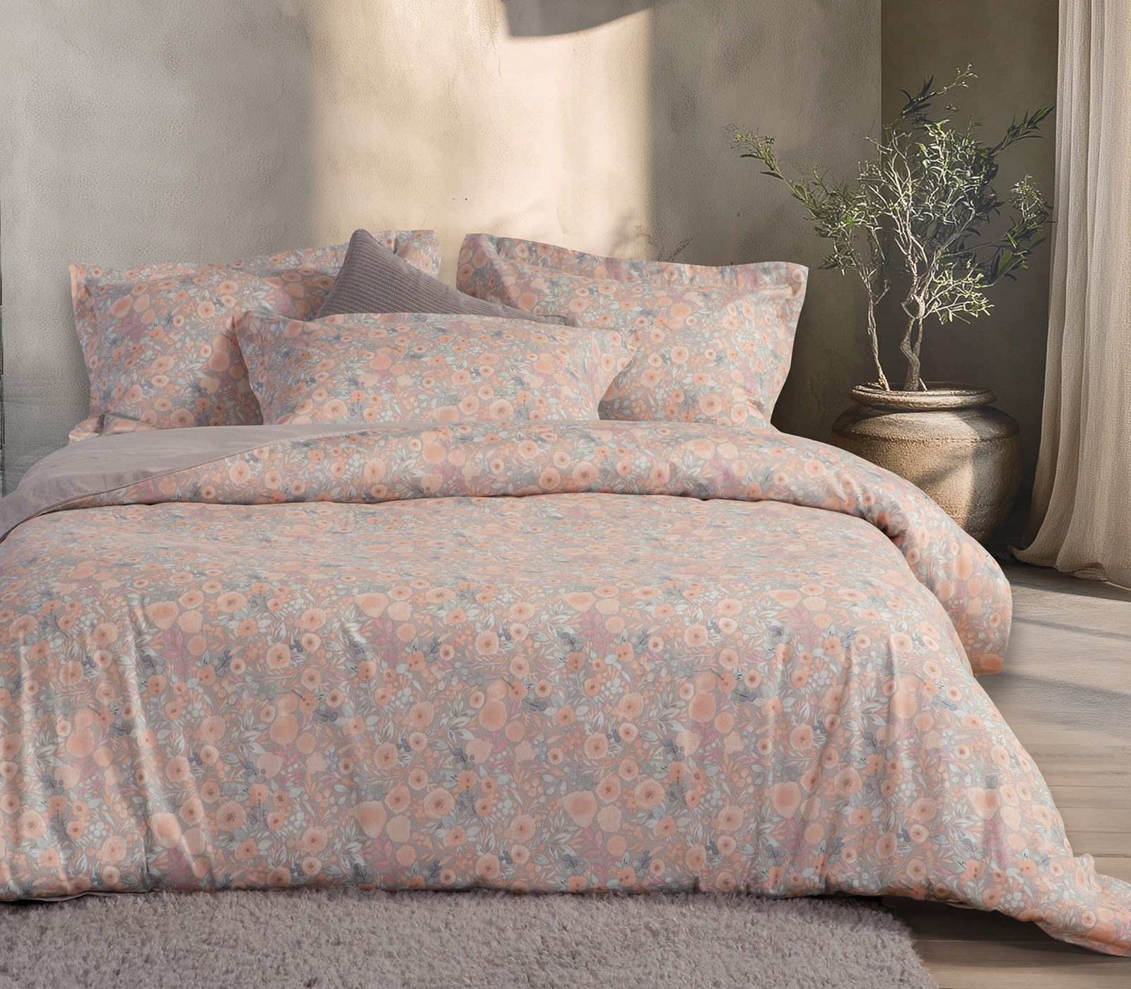 Σετ Σεντόνια Υπέρδιπλα 4 Τεμαχίων Nef-Nef Alystran Grey