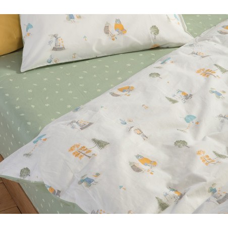 Σετ Παιδικά Σεντόνια Μονά 3 Τεμαχίων Nef-Nef Woodland Party Ecru 170x260