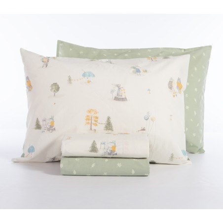 Σετ Παιδικά Σεντόνια Μονά 3 Τεμαχίων Nef-Nef Woodland Party Ecru 170x260