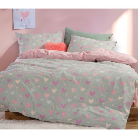 Σετ Παιδικά Σεντόνια Μονά 3 Τεμαχίων Nef-Nef Hearts Attack Grey 170x260