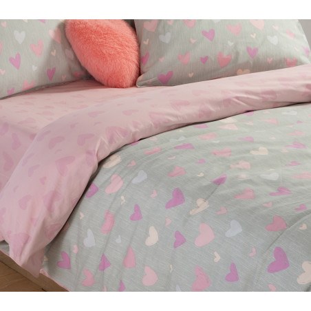 Σετ Παιδικά Σεντόνια Μονά 3 Τεμαχίων Nef-Nef Hearts Attack Grey 170x260