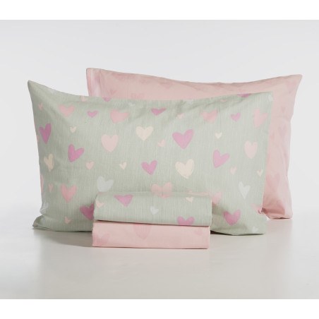 Σετ Παιδικά Σεντόνια Μονά 3 Τεμαχίων Nef-Nef Hearts Attack Grey 170x260