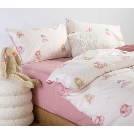 Σετ Παιδικά Σεντόνια Μονά 3 Τεμαχίων Nef-Nef Our Princess Cream 170x260