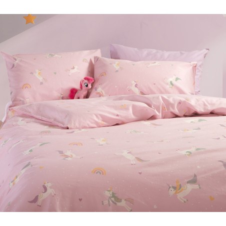 Σετ Παιδικά Σεντόνια Μονά 3 Τεμαχίων Nef-Nef Unicorns Style Pink 170x260
