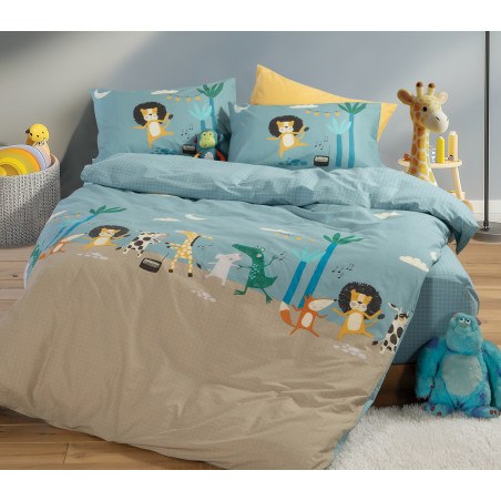 Σετ Παιδικά Σεντόνια Μονά 3 Τεμαχίων Nef-Nef Wild Dance Blue 170x260