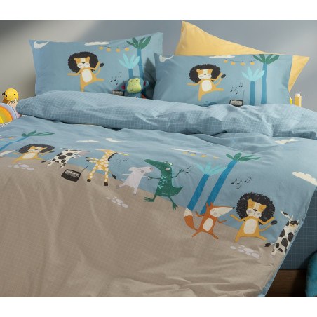 Σετ Παιδικά Σεντόνια Μονά 3 Τεμαχίων Nef-Nef Wild Dance Blue 170x260