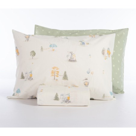 Σετ Παιδική Παπλωματοθήκη Μονή 2 Τεμαχίων Nef-Nef Woodland Party Ecru 160x240