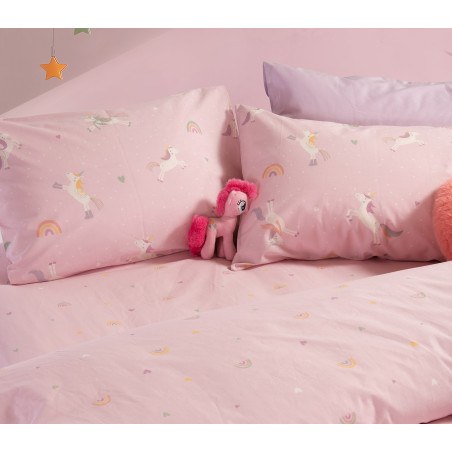 Σετ Παιδική Παπλωματοθήκη Μονή 2 Τεμαχίων Nef-Nef Unicorns Style Pink 160x240