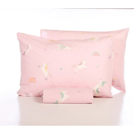 Σετ Παιδική Παπλωματοθήκη Μονή 2 Τεμαχίων Nef-Nef Unicorns Style Pink 160x240