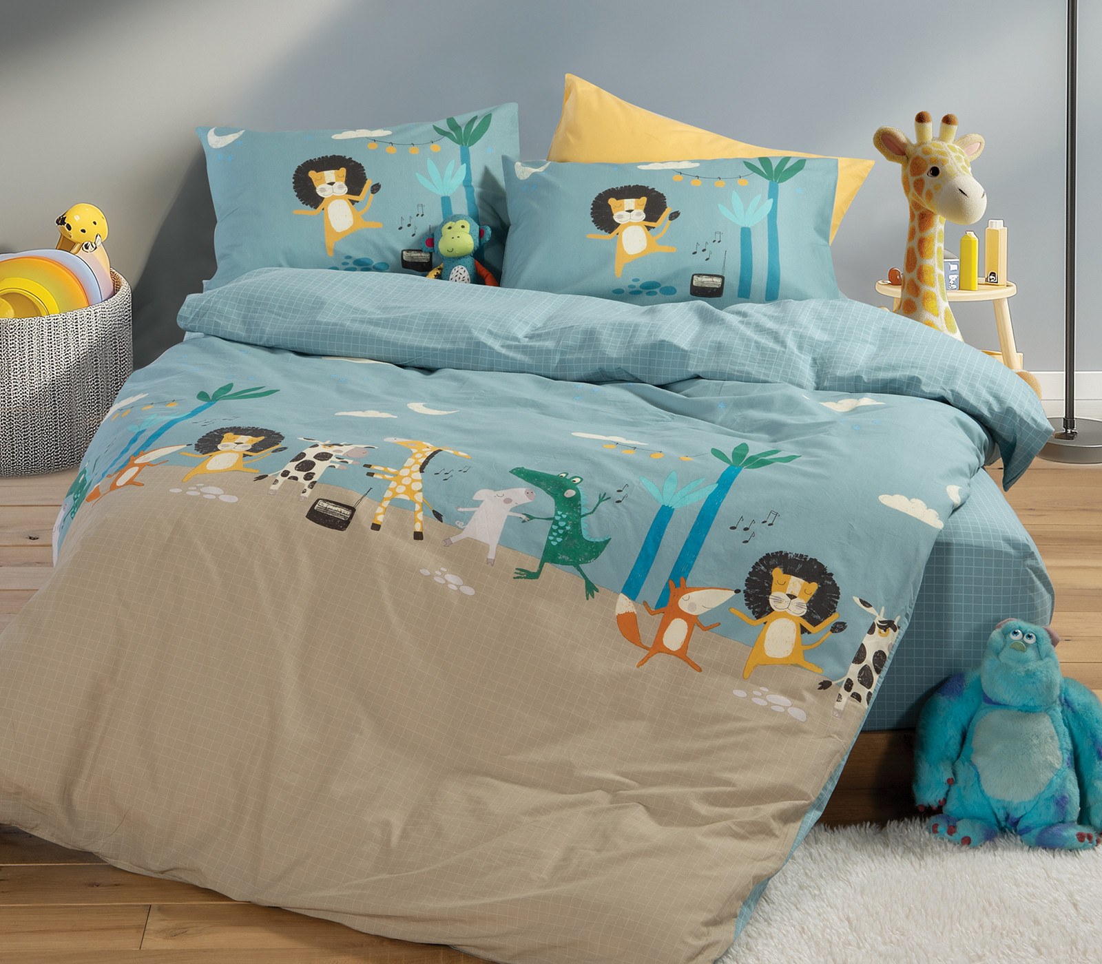 Σετ Παιδική Παπλωματοθήκη Μονή 2 Τεμαχίων Nef-Nef Wild Dance Blue 160x240