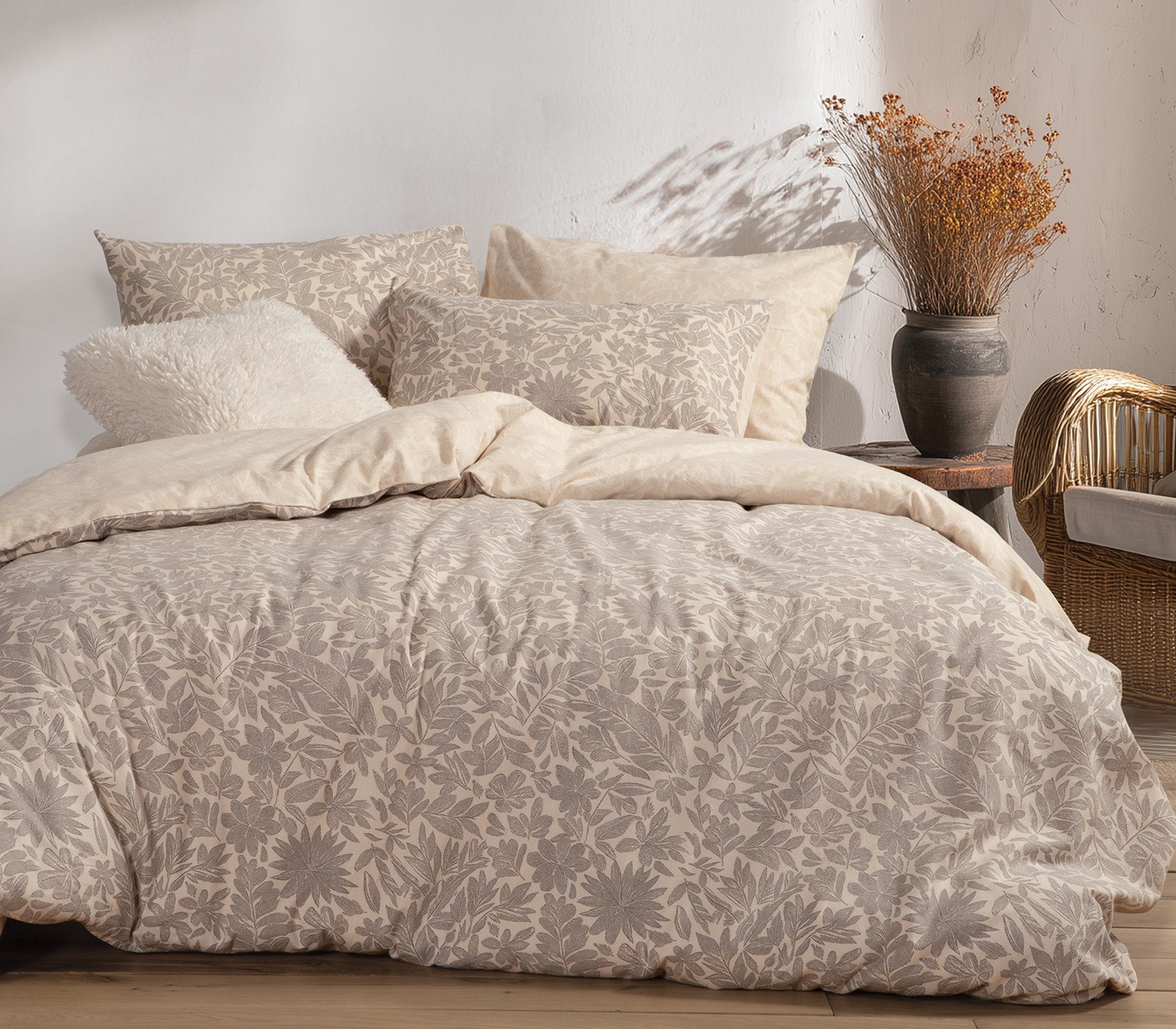 Σετ Σεντόνια Φανελένια Μονά 3 Τεμαχίων Nef-Nef Issual Grey 160x260