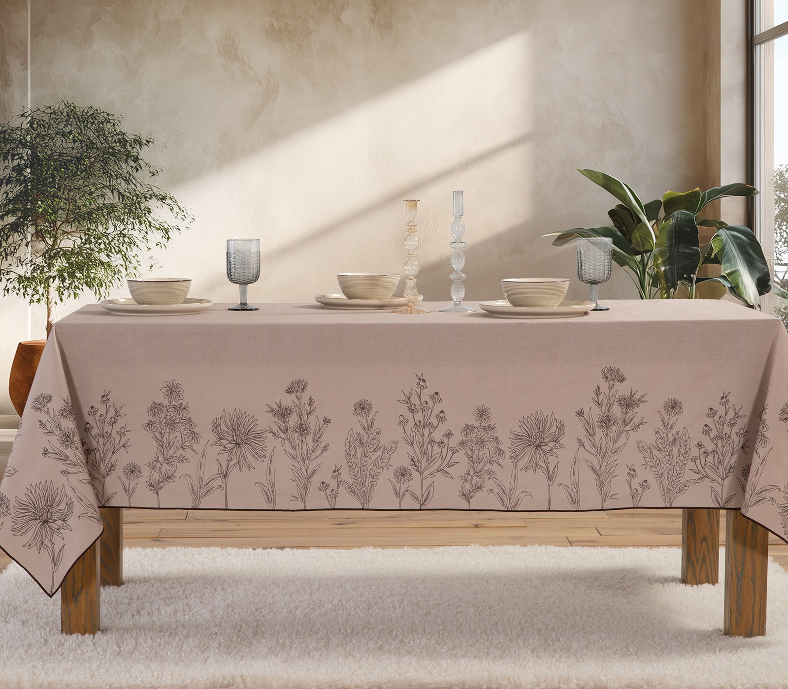 Τραπεζομάντηλο Nef-Nef Kerkynia Brown 140x140