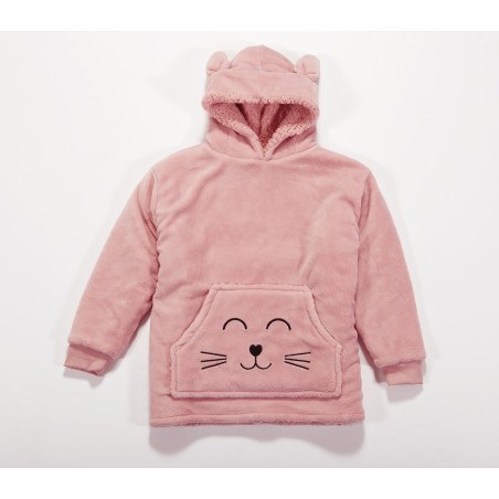 Παιδικό Πόντσο Με Γουνα Sherpa Nef-Nef Smiling Cat Pink 04-06