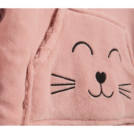 Παιδικό Πόντσο Με Γουνα Sherpa Nef-Nef Smiling Cat Pink 04-06