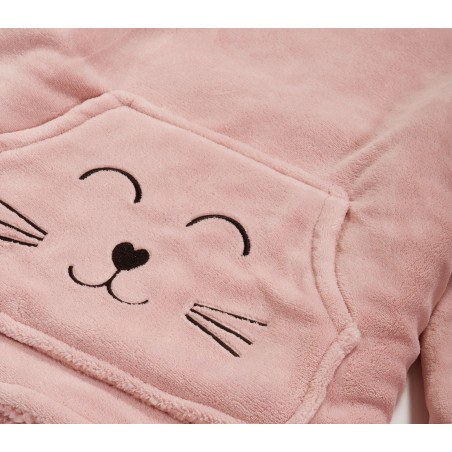 Παιδικό Πόντσο Με Γουνα Sherpa Nef-Nef Smiling Cat Pink 06-08