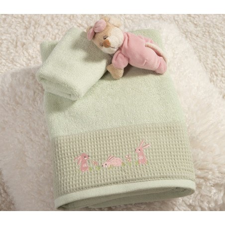 Σετ Βρεφικές Πετσέτες 2 Τεμαχίων Nef-Nef Country Bunny Mint 30x50+70x140
