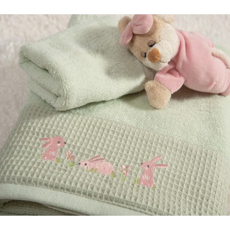 Σετ Βρεφικές Πετσέτες 2 Τεμαχίων Nef-Nef Country Bunny Mint 30x50+70x140