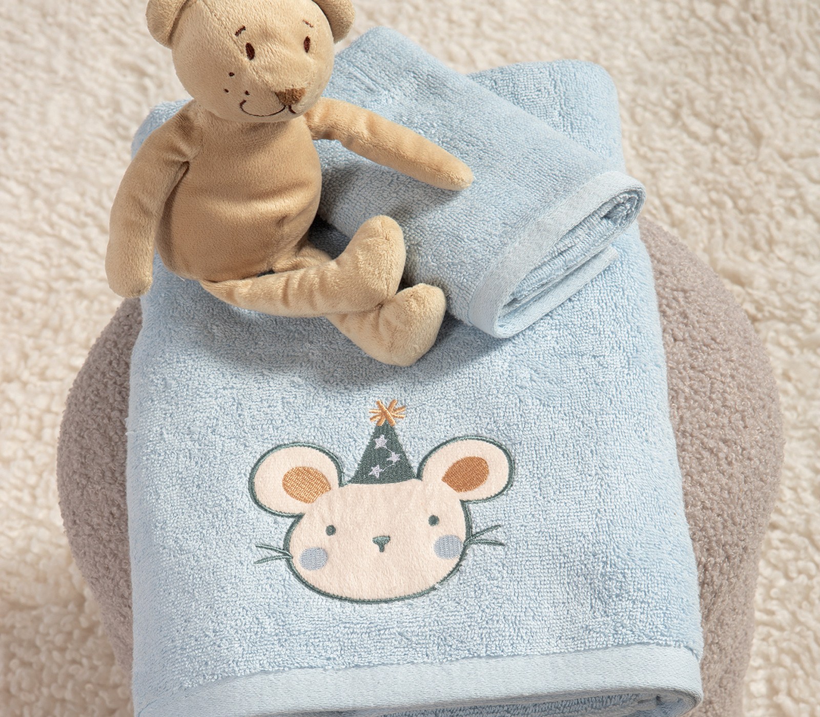 Σετ Βρεφικές Πετσέτες 2 Τεμαχίων Nef-Nef Special Party Blue 30x50+70x140