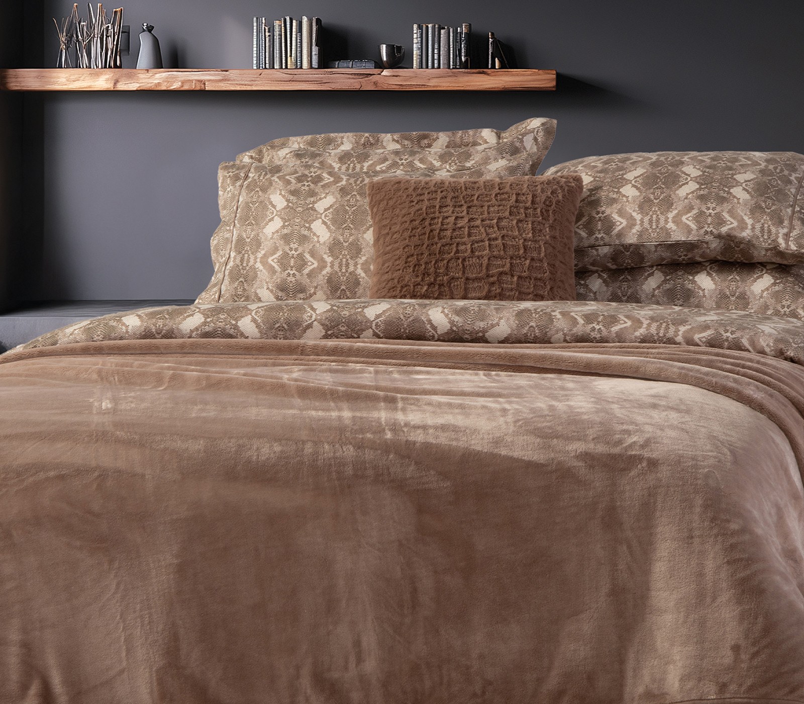 Κουβέρτα Βελουτέ Υπέρδιπλη Nef-Nef Velosso Mocca 230x240